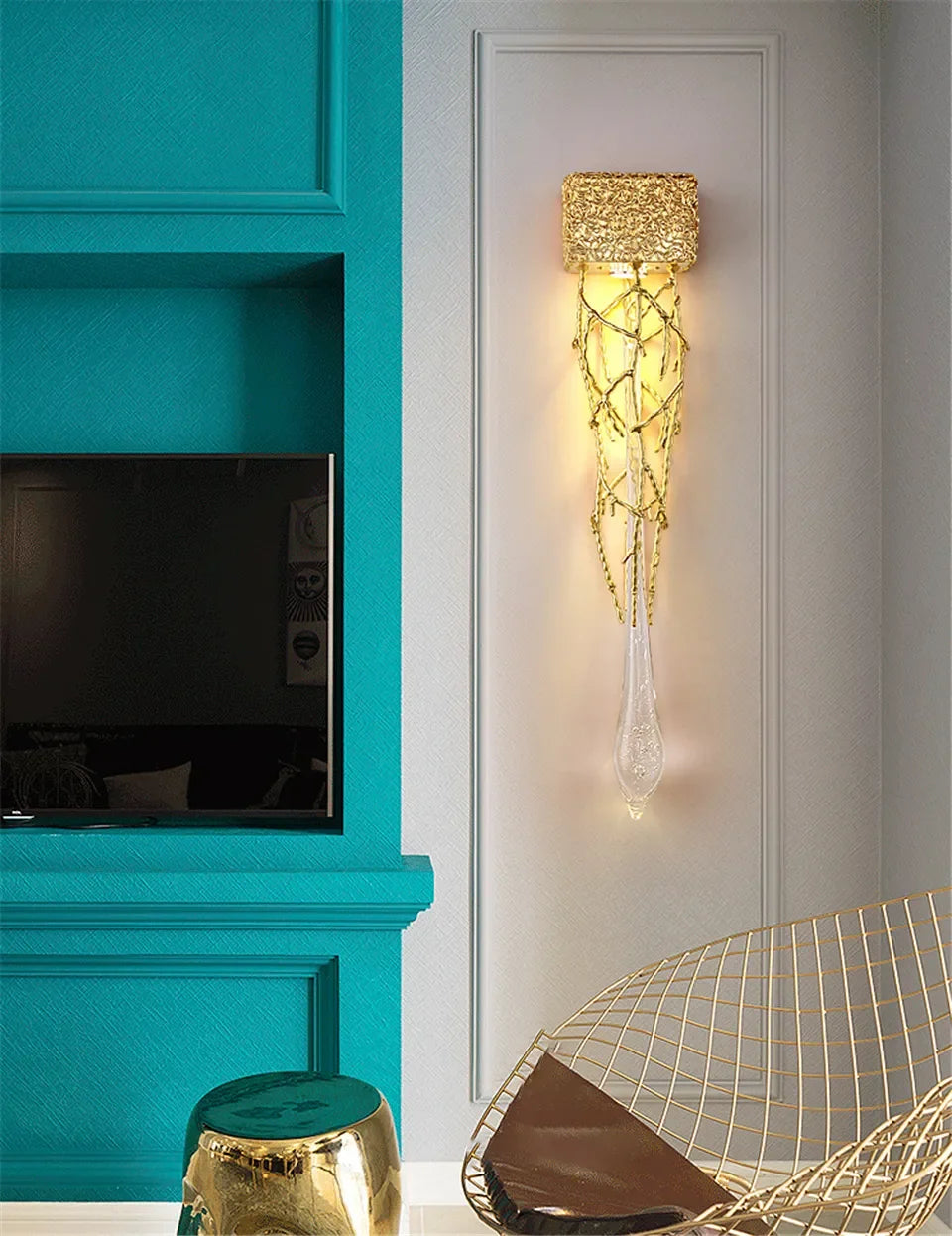 Opulent LED Wall Light with Root Patterns