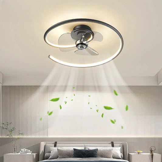 Modern Minimalist Ceiling Fan with LED Chandelier & Remote