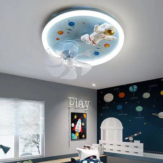 Space Explorer: Remote-Controlled Astronaut Chandelier Fan for Children's Room
