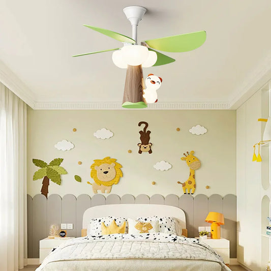 Whimsical Tree Chandelier with Fan & Remote for Child's Bedroom