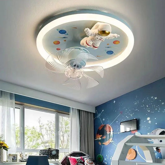 Space Explorer: Remote-Controlled Astronaut Chandelier Fan for Children's Room