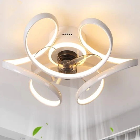 Modern Nordic Ceiling Fans with Twisted LED Lights & Remote Control