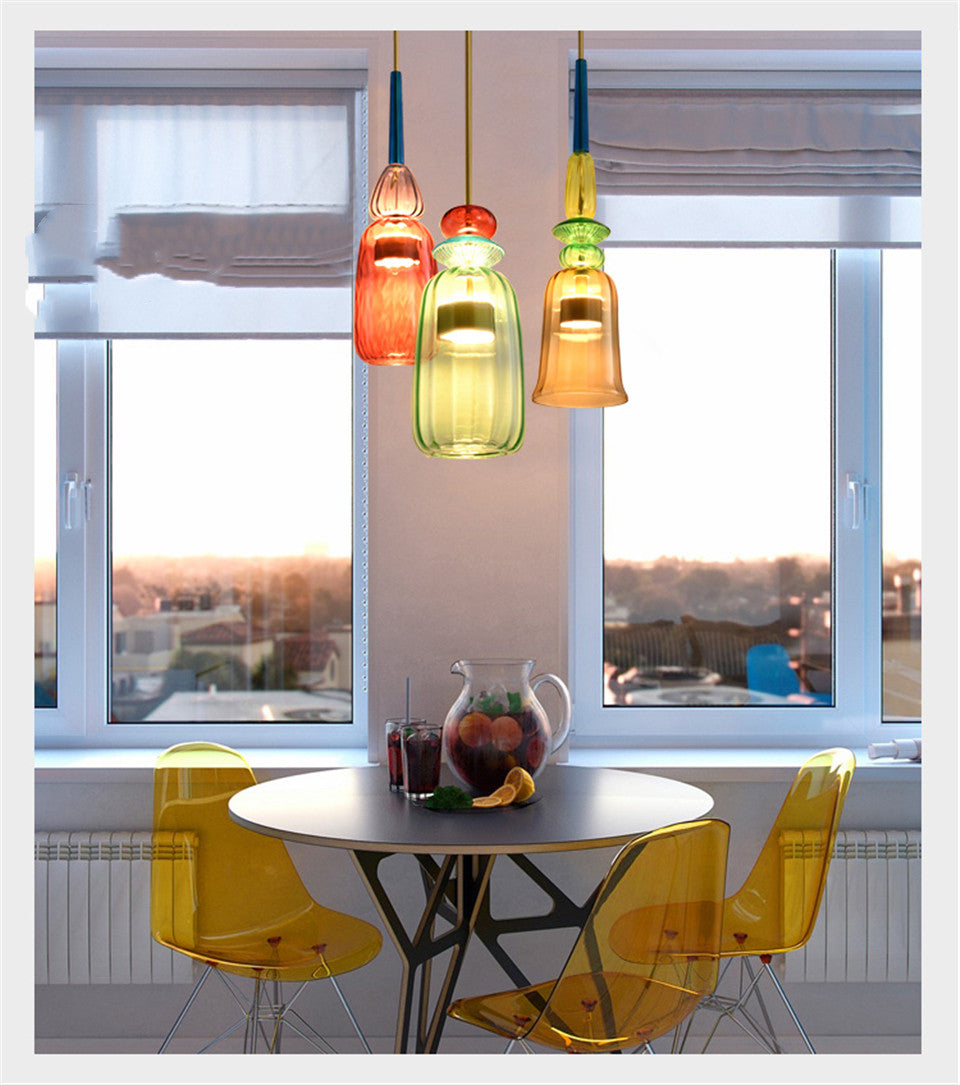 Olivia Multil-Color Candy Glass LED Pendant Light