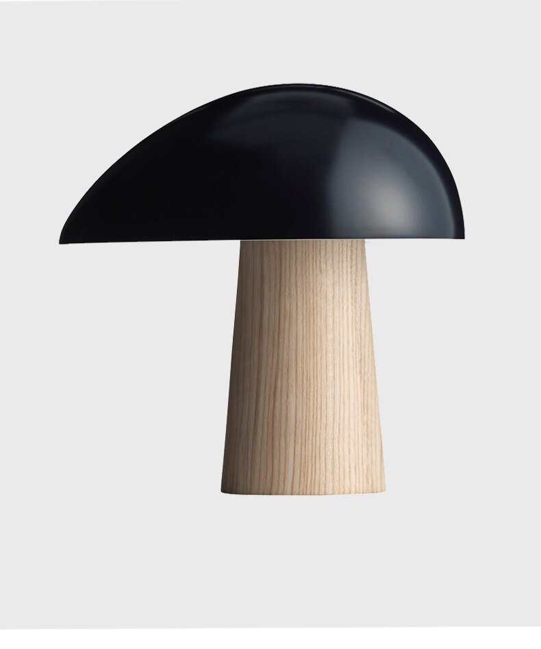 Wood Mushroom LED Table Lamp, Black White
